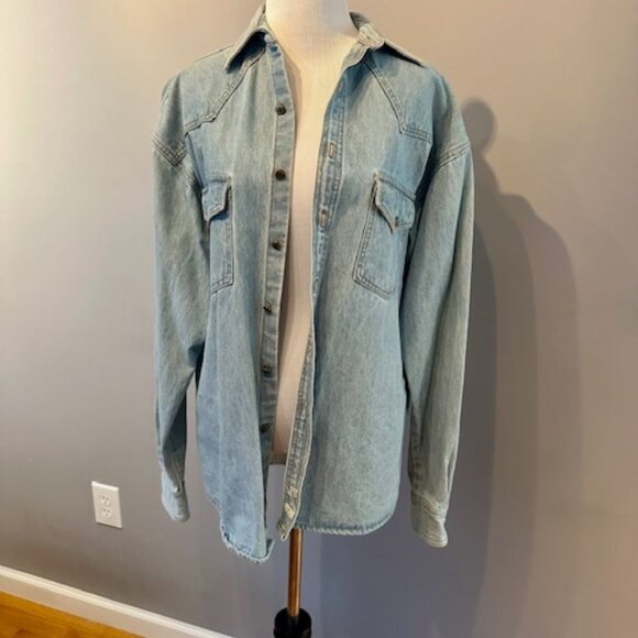 VINTAGE Jake Stewart Cowboy boots embroidered on Denim shirt - Picture 2 of 3